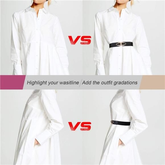 Women Skinny Belt for Dresses Retro Stretch Ladies Waist Belt Plus Size Set of 4 - Picture 3 of 6